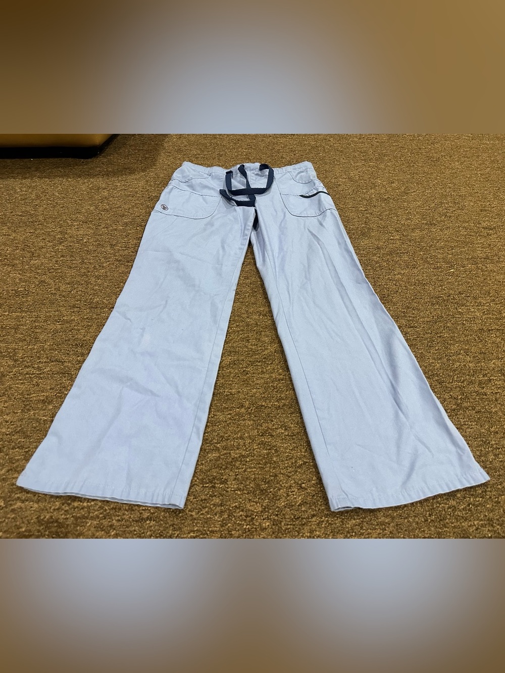 EUC Fundamenrals Blue bottoms scrub pants draw string Sz S Women's